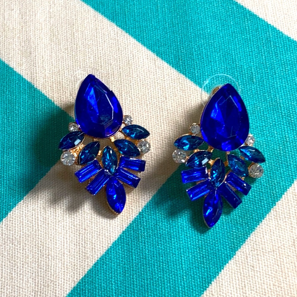 Retro Glam Blue Earrings